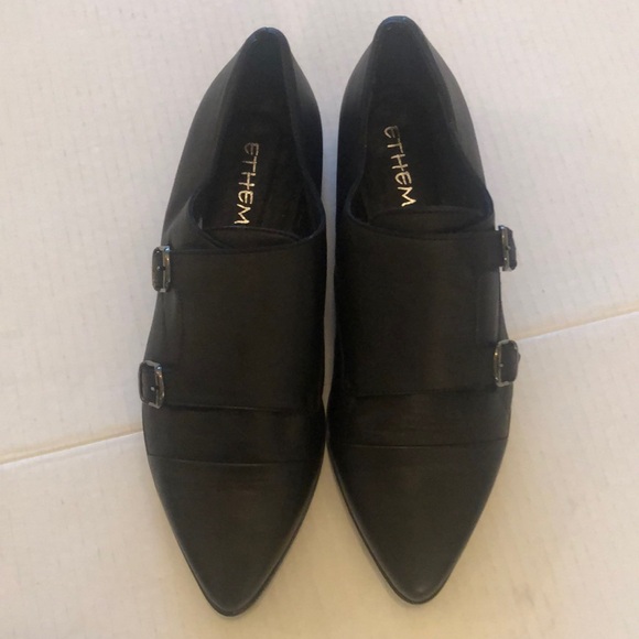 Ethem Black Leather Italian Pointed Toe Buckled Women’s Loafer Like New Size 40 - Picture 1 of 7